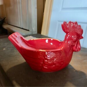 Red Rooster Ceramic Egg Bowl